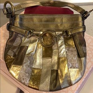 Coach mosaic gold evening bag